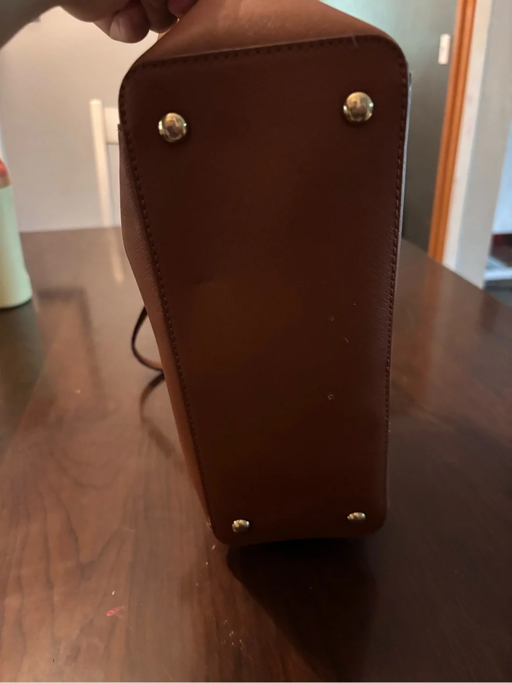 Michael Kors Cognac Leather Tote with MK Charm